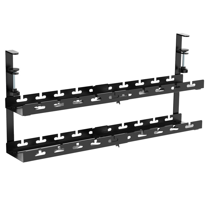 Organizér káblov Maclean pod stôl, max. zaťaženie 5 kg, max. 728 mm, 2 úrovne, čierny, MC-102 B