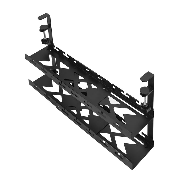 Organizér káblov Maclean pod stôl, max. zaťaženie 5 kg, max. 728 mm, 2 úrovne, čierny, MC-102 B