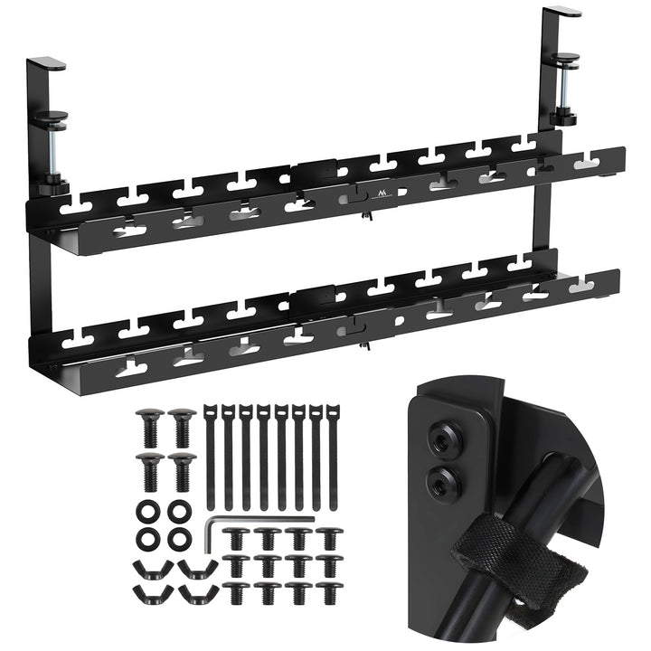 Organizér káblov Maclean pod stôl, max. zaťaženie 5 kg, max. 728 mm, 2 úrovne, čierny, MC-102 B