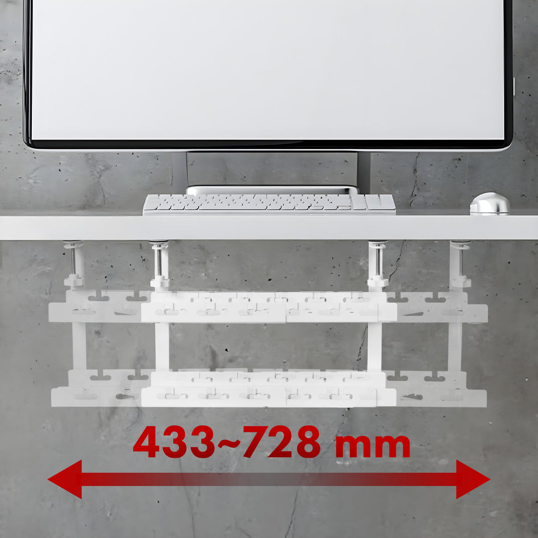 Organizér káblov pod stôl Maclean, max. zaťaženie 5 kg, max. 728 mm, 2 úrovne, biely, MC-102 W