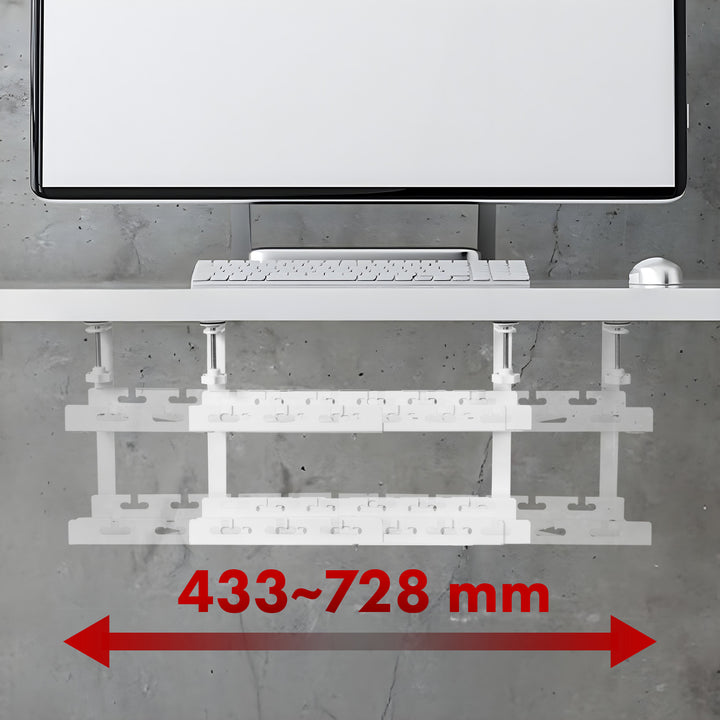 Organizér káblov pod stôl Maclean, max. zaťaženie 5 kg, max. 728 mm, 2 úrovne, biely, MC-102 W