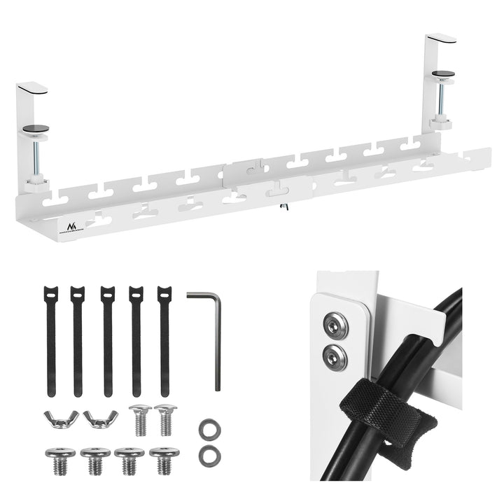 Organizér káblov Maclean pod stôl, max. zaťaženie 5 kg, max. 728 mm, biely, MC-103 W