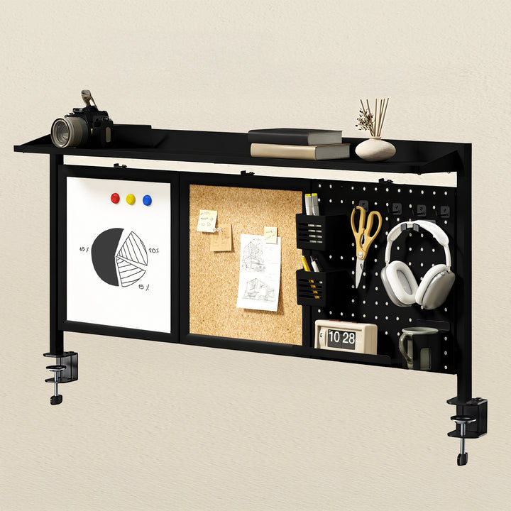 Deliaci panel / organizér Ergo Office, max. zaťaženie 10 kg, biela a korková doska, šírka 1250 mm, čierny,ER-300 B