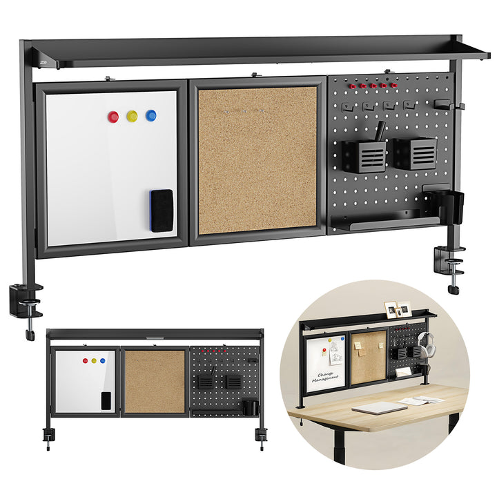 Deliaci panel / organizér Ergo Office, max. zaťaženie 10 kg, biela a korková doska, šírka 1250 mm, čierny,ER-300 B
