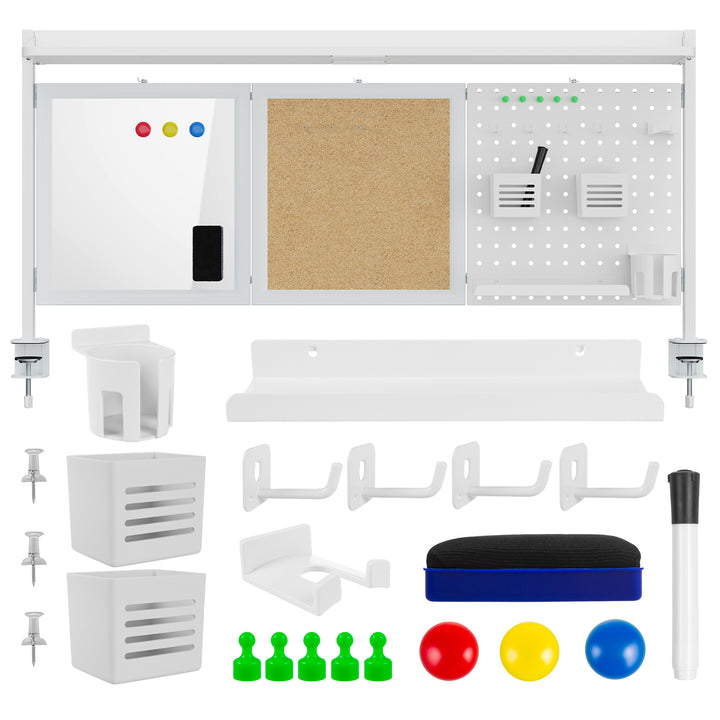 Rozdeľovač stolov / organizér Ergo Office, max. zaťaženie 10 kg, biela a korková doska, šírka 1250 mm, biely, ER-300 W