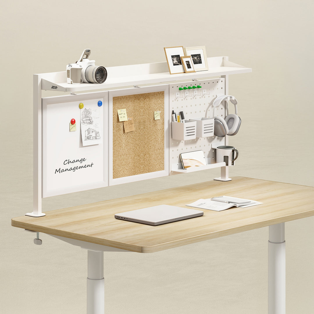 Rozdeľovač stolov / organizér Ergo Office, max. zaťaženie 10 kg, biela a korková doska, šírka 1250 mm, biely, ER-300 W