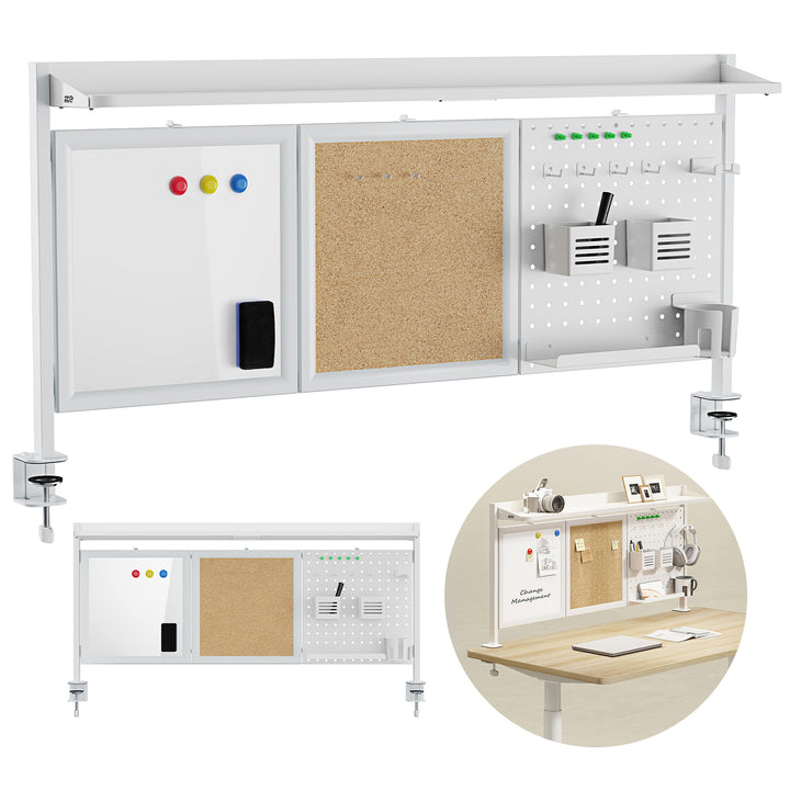 Rozdeľovač stolov / organizér Ergo Office, max. zaťaženie 10 kg, biela a korková doska, šírka 1250 mm, biely, ER-300 W