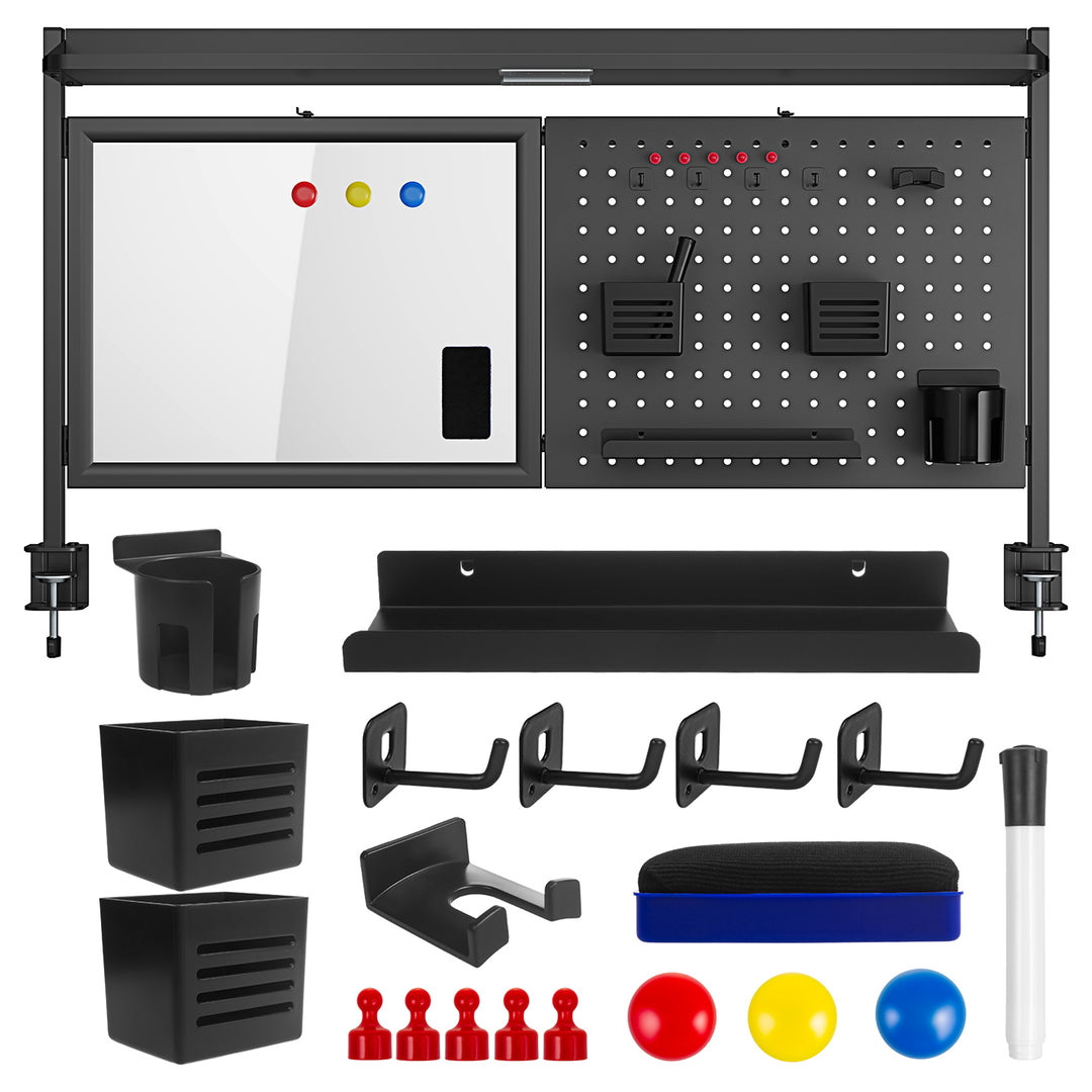 Deliaci panel / organizér Ergo Office, max. zaťaženie 10 kg, biela tabuľa, šírka 1116 mm, čierny, ER-301 B