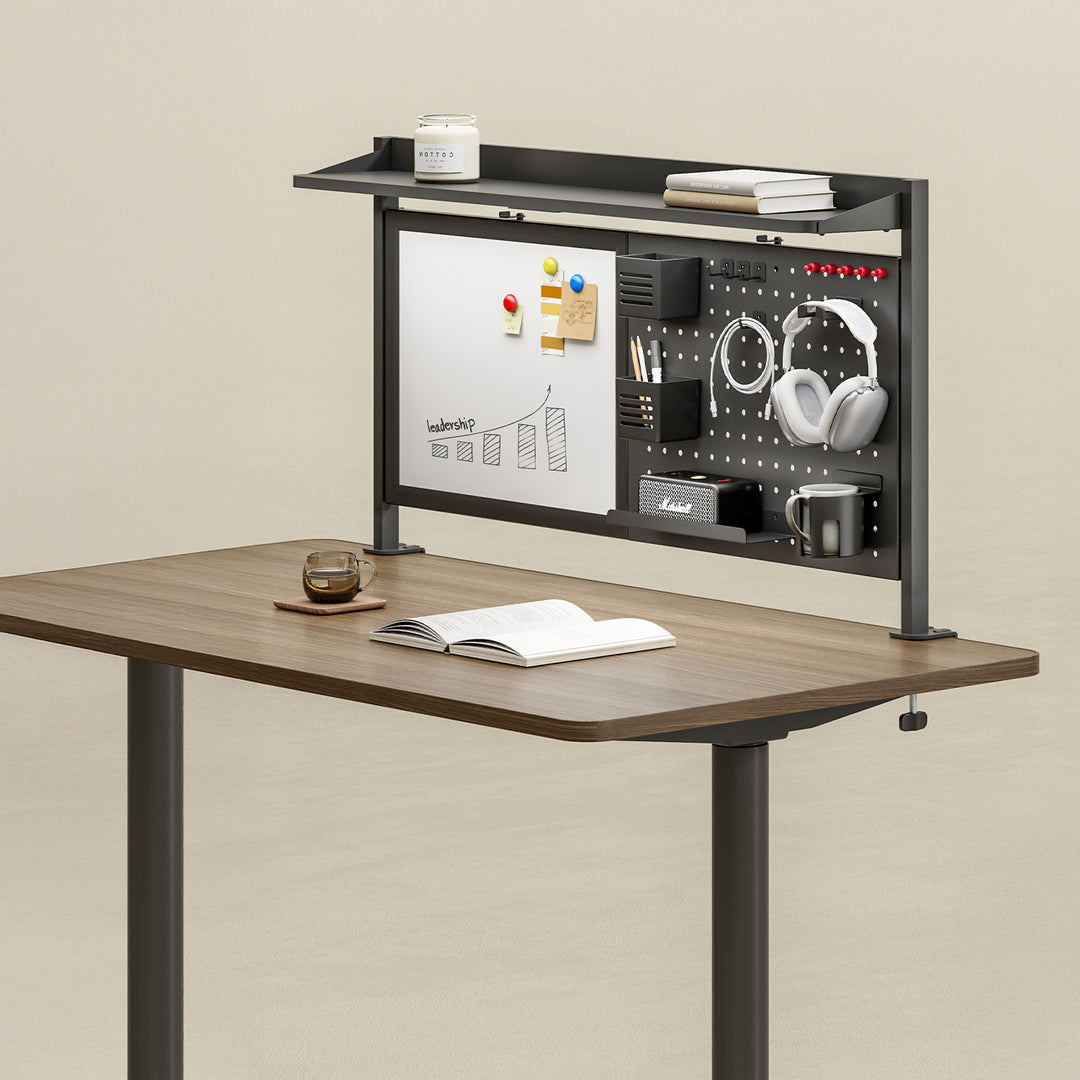 Deliaci panel / organizér Ergo Office, max. zaťaženie 10 kg, biela tabuľa, šírka 1116 mm, čierny, ER-301 B