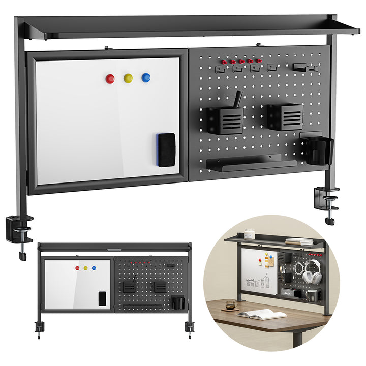 Deliaci panel / organizér Ergo Office, max. zaťaženie 10 kg, biela tabuľa, šírka 1116 mm, čierny, ER-301 B