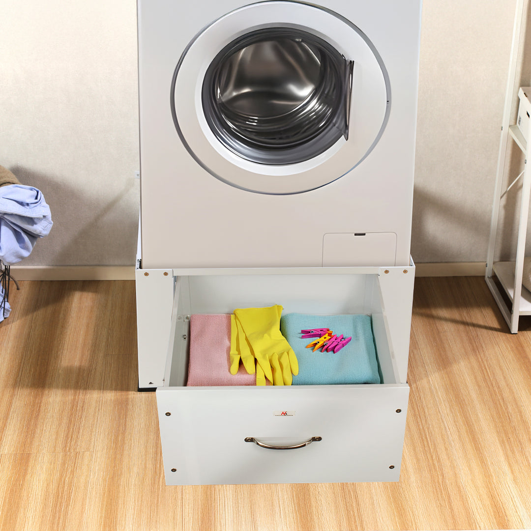 Podstavec pre práčku / sušičku so zásuvkou Maclean, max. náplň 150 kg, biely, MC-117 W