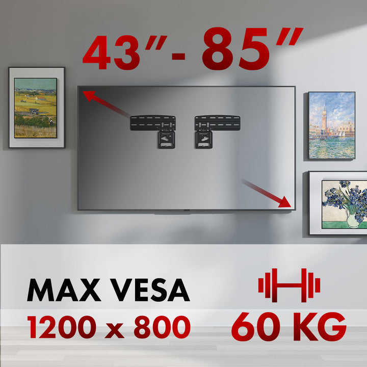 Držiak televízora Maclean, kompatibilný s televízormi Samsung QLED, 43"-85", max. 60 kg, MC-806 N