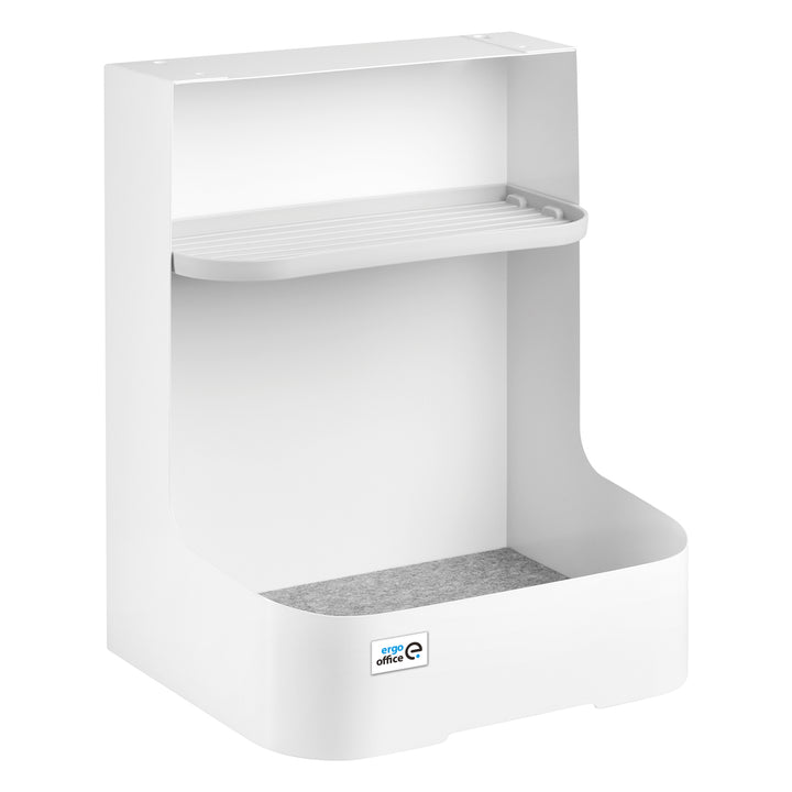 Stolový organizér so zásuvkou a bezdrôtovou nabíjačkou Ergo Office, biely, max. 10 kg, ER-441 + Stolový organizér na kancelárske potreby do 5 kg ER-442