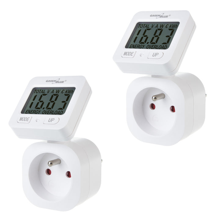 GreenBlue merač energie, wattmeter, 16A, max. 3680W, čiastková pamäť, GB615 E, 2 kusy
