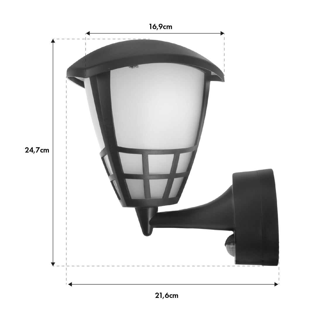 Nástenné svietidlo 1xE27 so senzorom Maclean, infračervený senzor, max. záťaž 60W, IP65, čierna, MCE518 B + LED žiarovka E27, 11W 230V Maclean Energy MCE280 WW teplá biela 3000K 1500lm retro edison dekoratívna A60