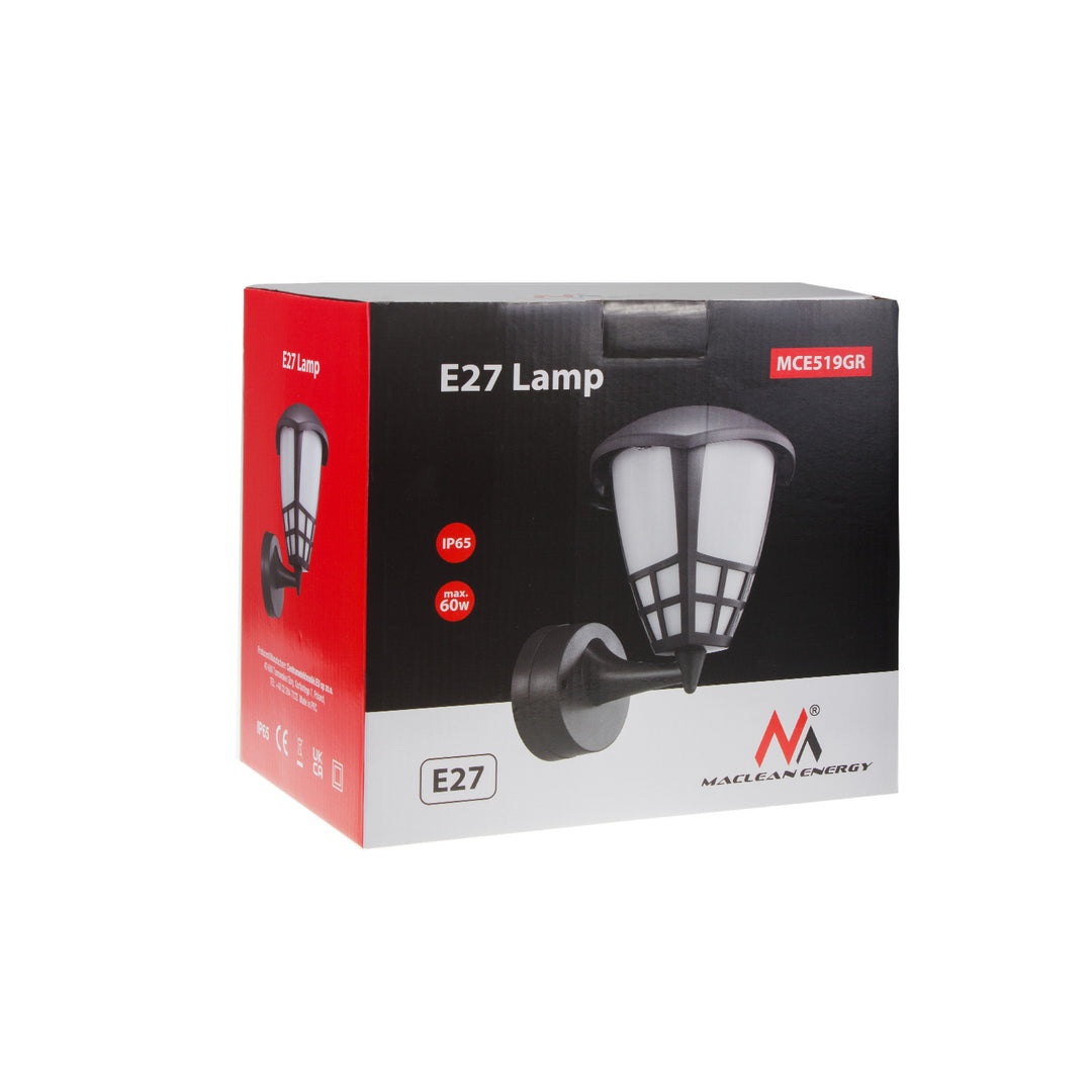 Nástenné svietidlo 1xE27 Maclean, max. záťaž 60W, IP65, farba sivá, MCE519 GR + LED žiarovka E27, 6W 230V Maclean Energy MCE267 WW teplá biela 3000K 720lm retro edison dekoratívna