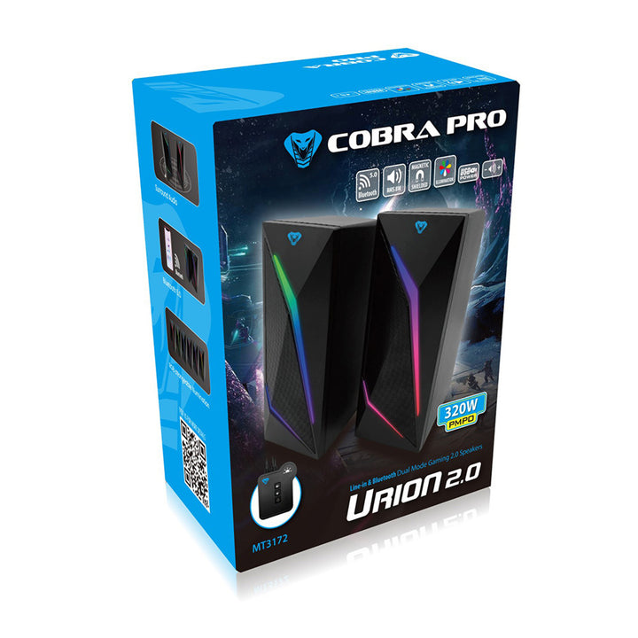 Herné reproduktory 2.0 s Bluetooth, farebné RGB LED podsvietenie Media-Tech COBRA PRO URION 2.0 MT3172
