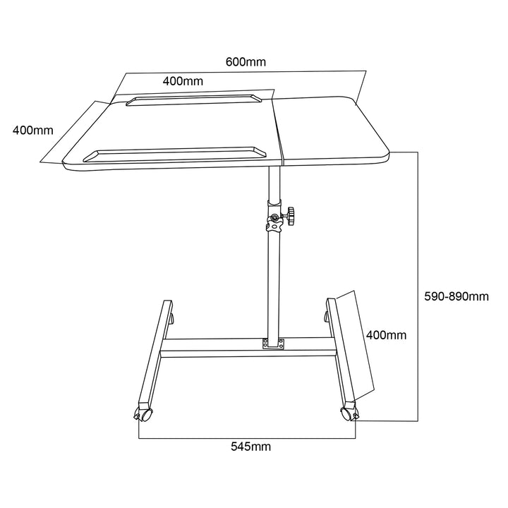 Mobilný stojan na stôl/notebook Maclean, čierny, výškovo nastaviteľný 59-89 cm, max. 30 kg , MC-121 B