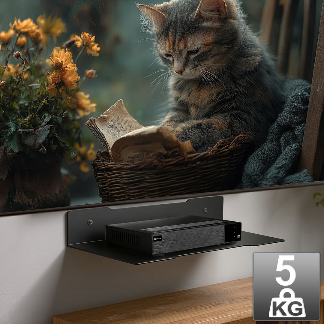 Nástenná polica na dekodér Maclean, jednoduchá, max. 5 kg, oceľ, MC-122