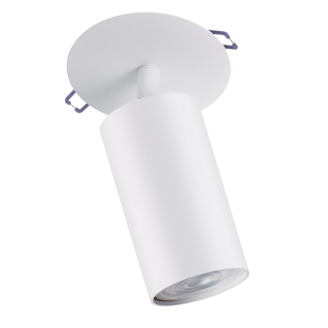 Maclean svietidlo na zapustenie / trubicové svietidlo, bodové, kruhové, hliník, GU10, 55x130mm, biele, MCE364 W + LED žiarovka GU10 7W Maclean Energy MCE437 WW teplá biela 3000K, 220-240V~, 50/60Hz, 490lm