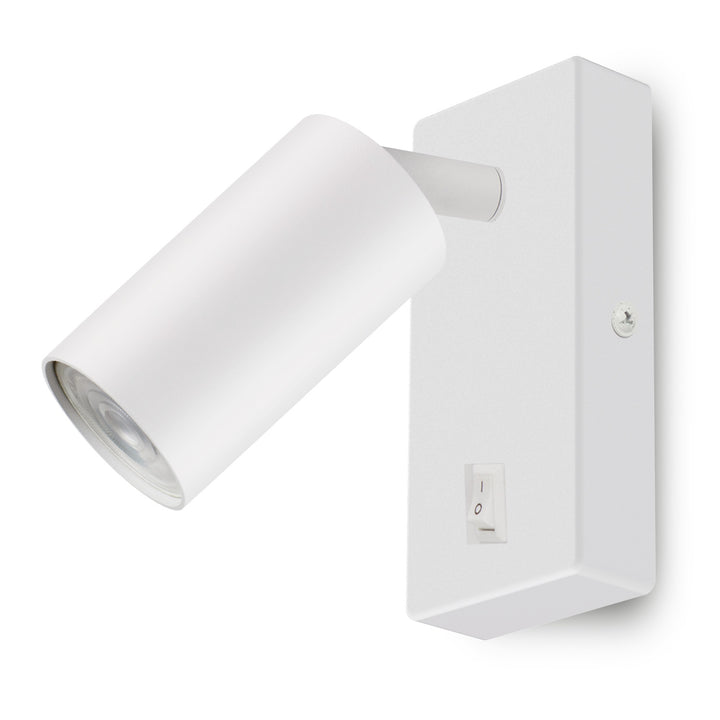 Nástenné svietidlo Maclean, bodové, okrúhle, GU10, s vypínačom 55x90mm, biele, MCE369 W+LED žiarovka GU10 7W Maclean Energy MCE437 WW teplá biela 3000K, 220-240V~, 50/60Hz, 490lm
