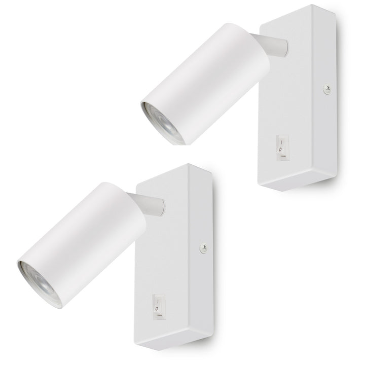 Nástenné svietidlo Maclean, bodové, okrúhle, GU10, s vypínačom 55x90mm, biele, MCE369 W 2ks+ LED žiarovka GU10 7W Maclean Energy MCE437 WW teplá biela 3000K, 220-240V~, 50/60Hz, 2ks