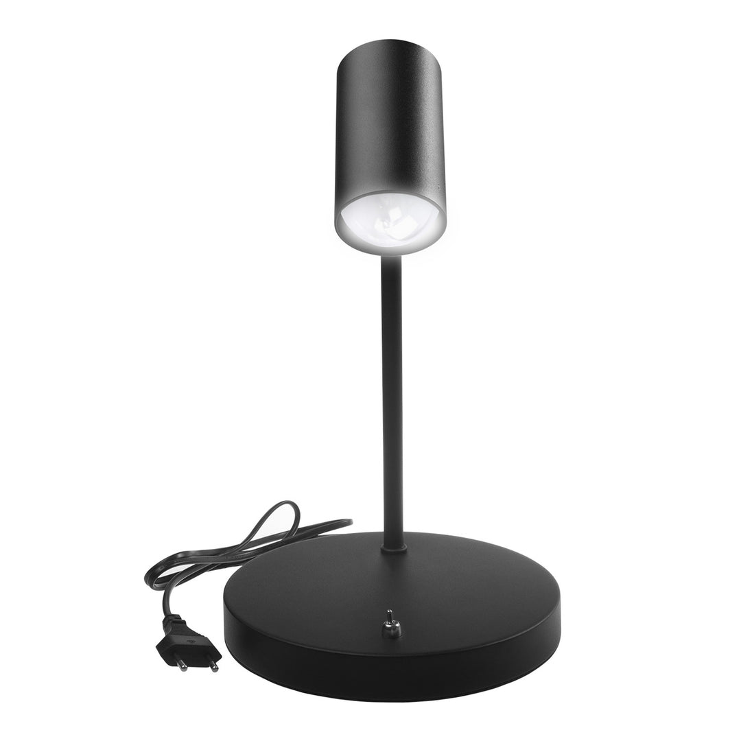 Stolná lampa Maclean GU10, bodová, okrúhla, GU10, s vypínačom 55x90mm, čierna, MCE370 B+LED žiarovka GU10 7W Maclean Energy MCE437 NW neutrálna biela 4000K, 220-240V~, 50/60Hz, 490 lumenov