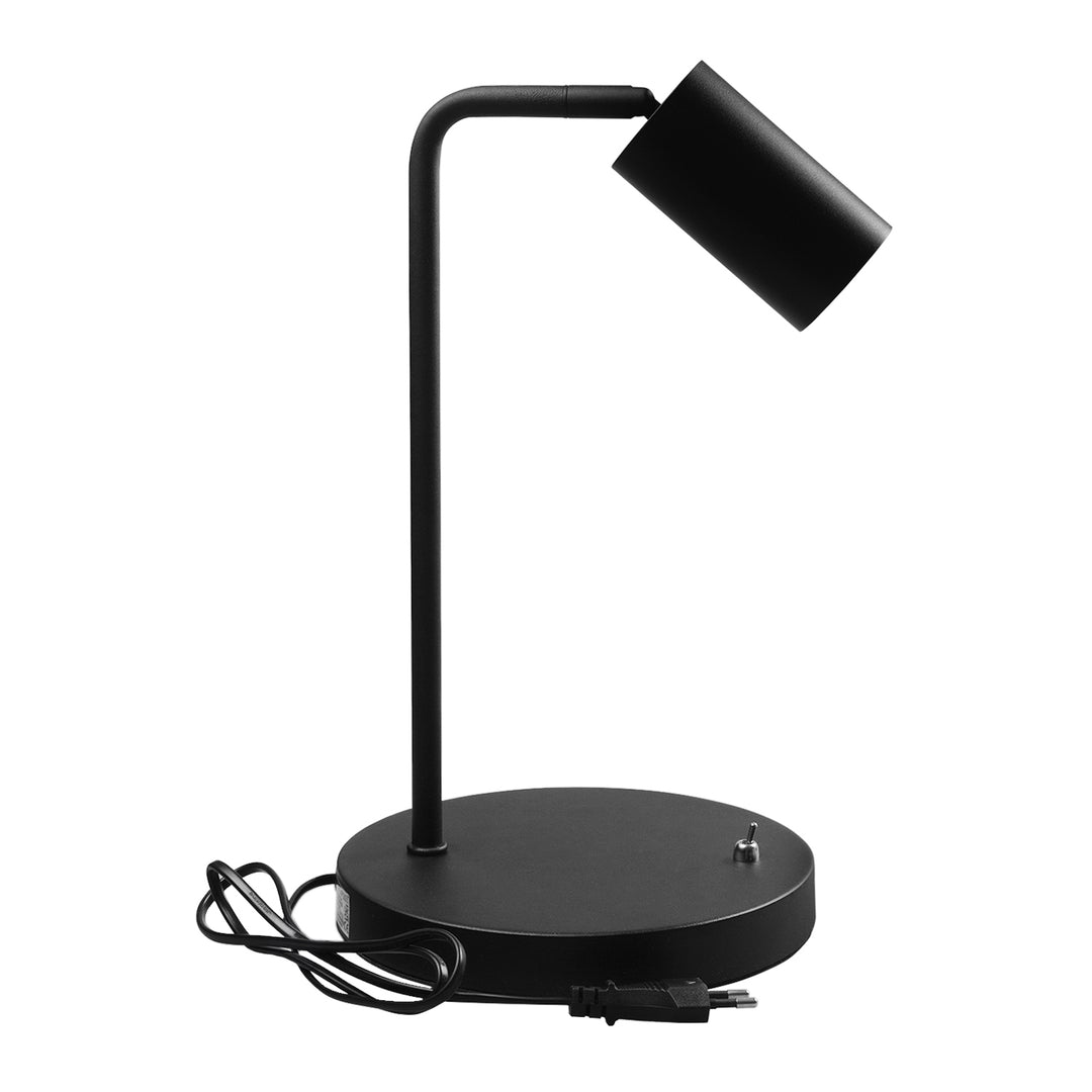 Stolná lampa Maclean GU10, bodová, okrúhla, GU10, s vypínačom 55x90mm, čierna, MCE370 B+LED žiarovka GU10 7W Maclean Energy MCE437 NW neutrálna biela 4000K, 220-240V~, 50/60Hz, 490 lumenov