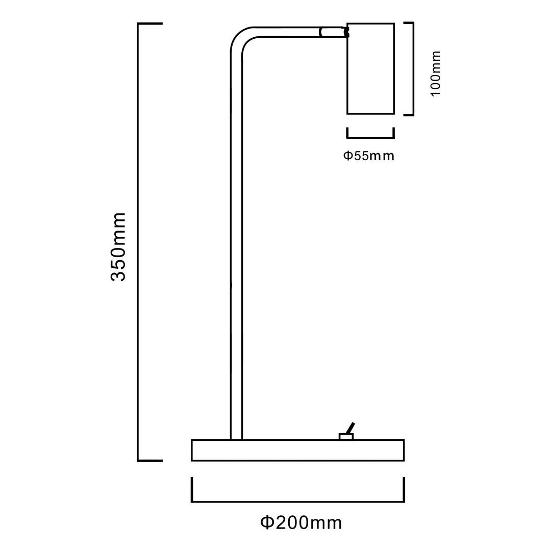 Stolná lampa Maclean GU10, bodová, okrúhla, GU10, s vypínačom 55x90mm, čierna, MCE370 B+LED žiarovka GU10 7W Maclean Energy MCE437 NW neutrálna biela 4000K, 220-240V~, 50/60Hz, 490 lumenov