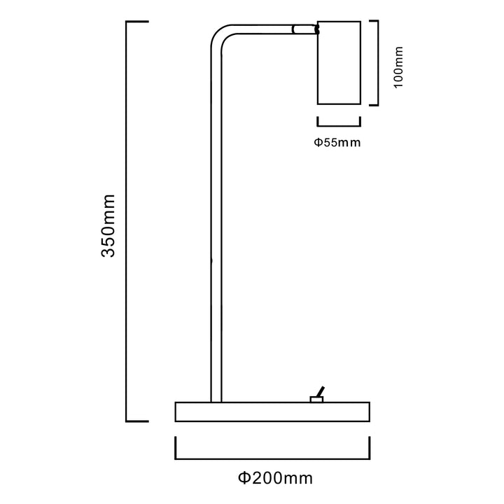Stolná lampa Maclean GU10, bodová, okrúhla, GU10, s vypínačom 55x90mm, čierna, MCE370 B+LED žiarovka GU10 7W Maclean Energy MCE437 NW neutrálna biela 4000K, 220-240V~, 50/60Hz, 490 lumenov