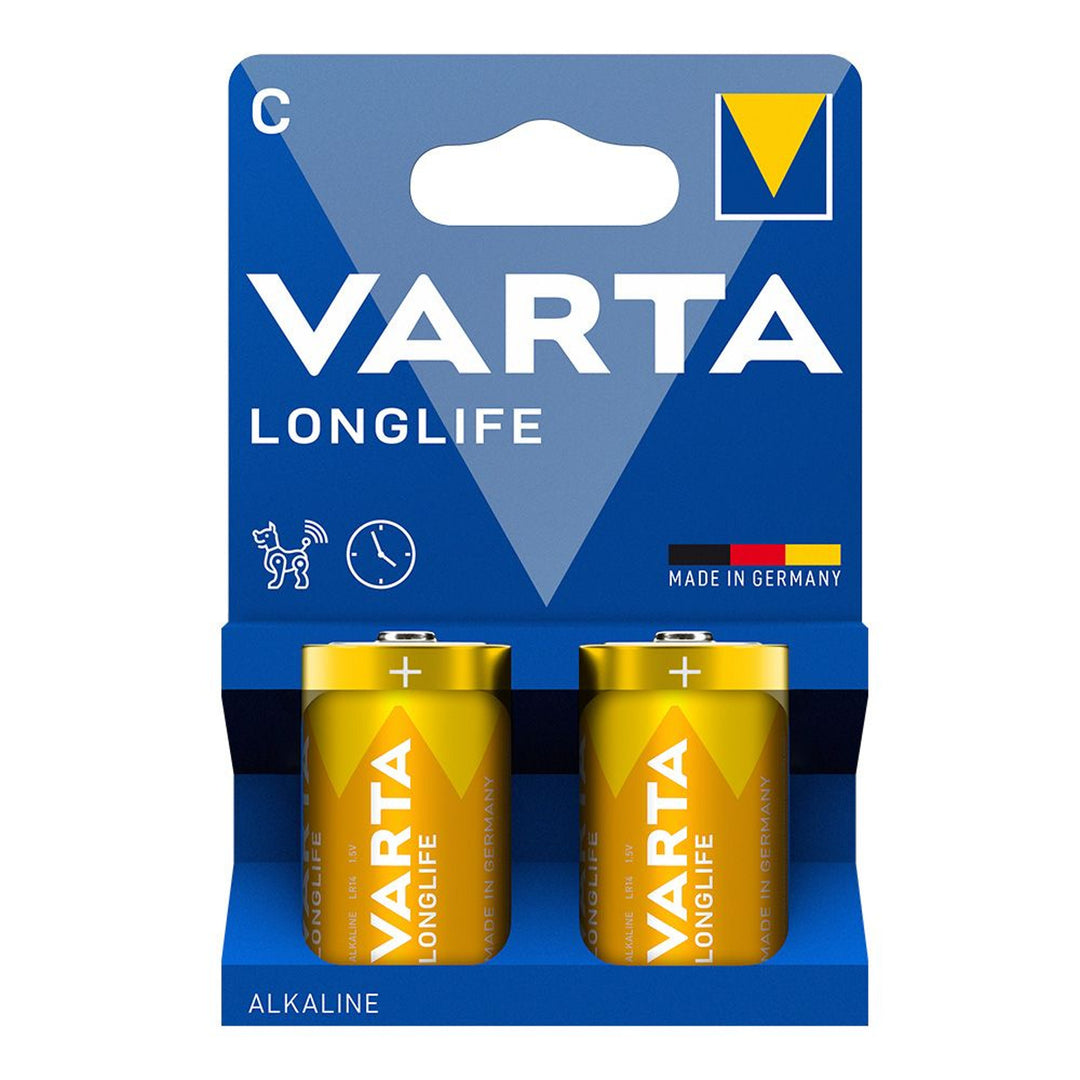 2 ks alkalických batérií 1,5 V LR14 C Varta Longlife v blistri