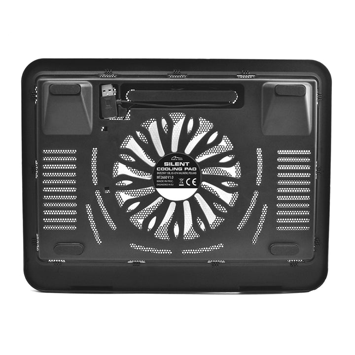 TICHÁ CHLADIACA PODLOŽKA - Chladiaca podložka pre notebooky s uhlopriečkou 15,6" a menšou, tiché, výkonné, 13,5 cm ventilátory, priechodný port USB
