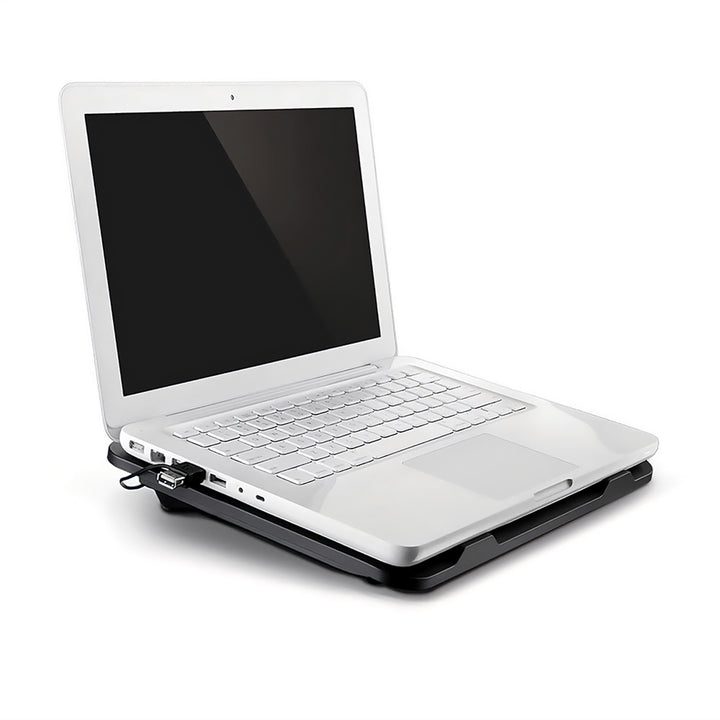 TICHÁ CHLADIACA PODLOŽKA - Chladiaca podložka pre notebooky s uhlopriečkou 15,6" a menšou, tiché, výkonné, 13,5 cm ventilátory, priechodný port USB