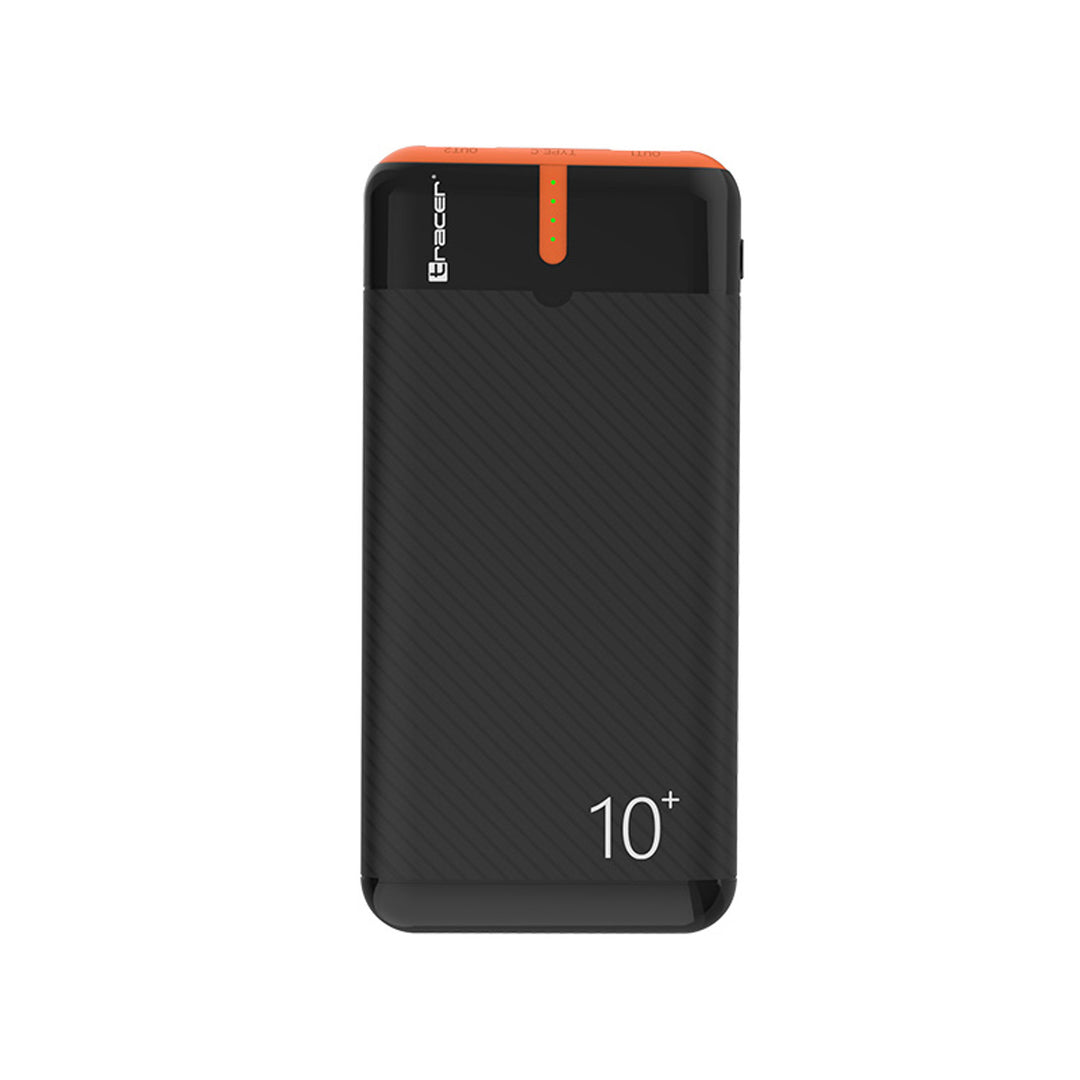 Powerbank Tracer, 10000 mAh, čierna a oranžová, USB C, 2A, EnerGo