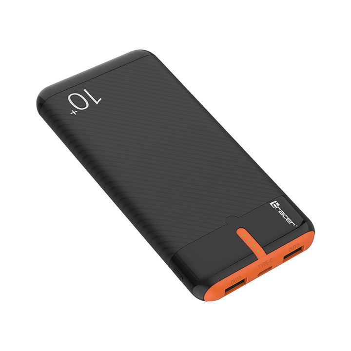 Powerbank Tracer, 10000 mAh, čierna a oranžová, USB C, 2A, EnerGo
