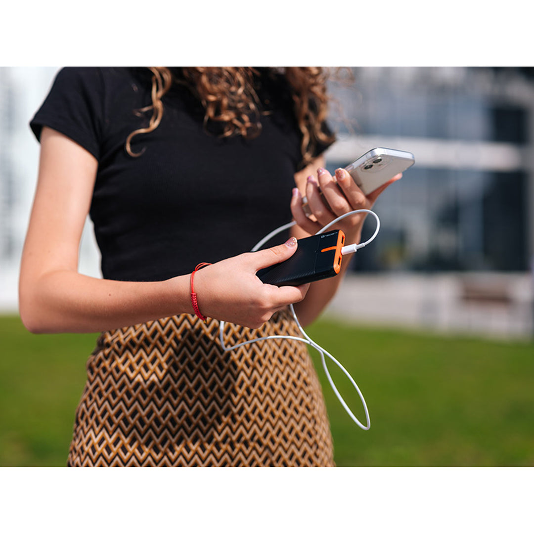 Powerbank Tracer, 10000 mAh, čierna a oranžová, USB C, 2A, EnerGo