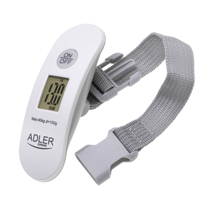 Váha na batožinu Adler, do 40 kg, LCD displej, funkcia tara a stabilizácie, biela a sivá, AD 8189
