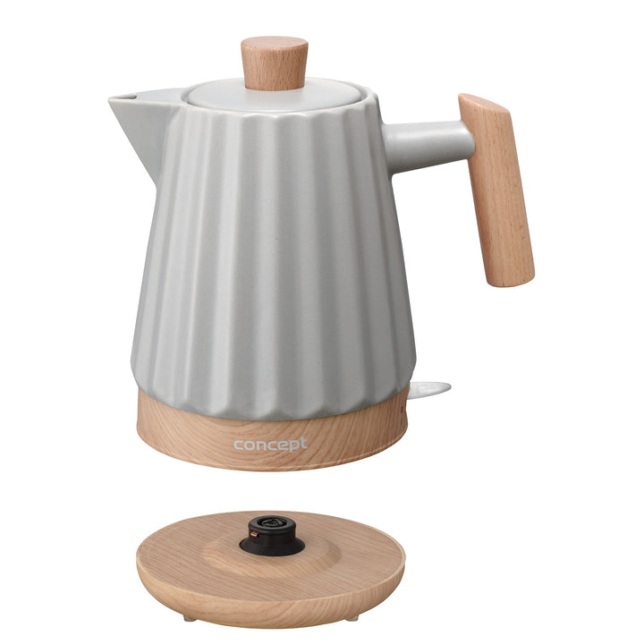 Rýchlovarná kanvica Concept, keramická, 1500 W, 1,5 l, svetlo sivá, RK0091