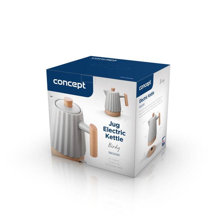 Rýchlovarná kanvica Concept, keramická, 1500 W, 1,5 l, svetlo sivá, RK0091