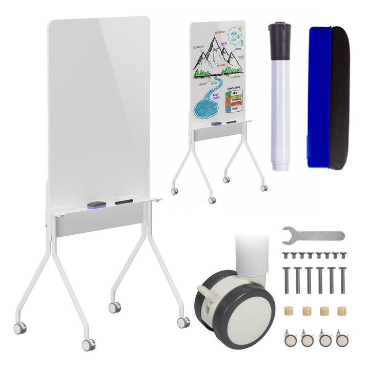 Ergo Office mobilná tabuľa na suché mazanie, vertikálna orientácia, biela, jednostranná, s policou, rozmery tabule 1190x790 mm, ER-305
