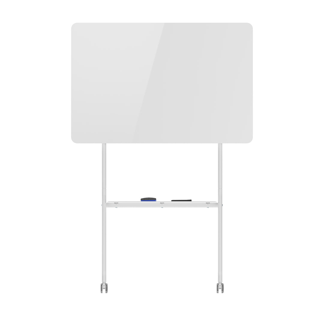 Mobilná tabuľa Ergo Office na suché mazanie, horizontálna orientácia, biela, jednostranná, s policou, rozmery tabule 1190x790 mm, ER-306