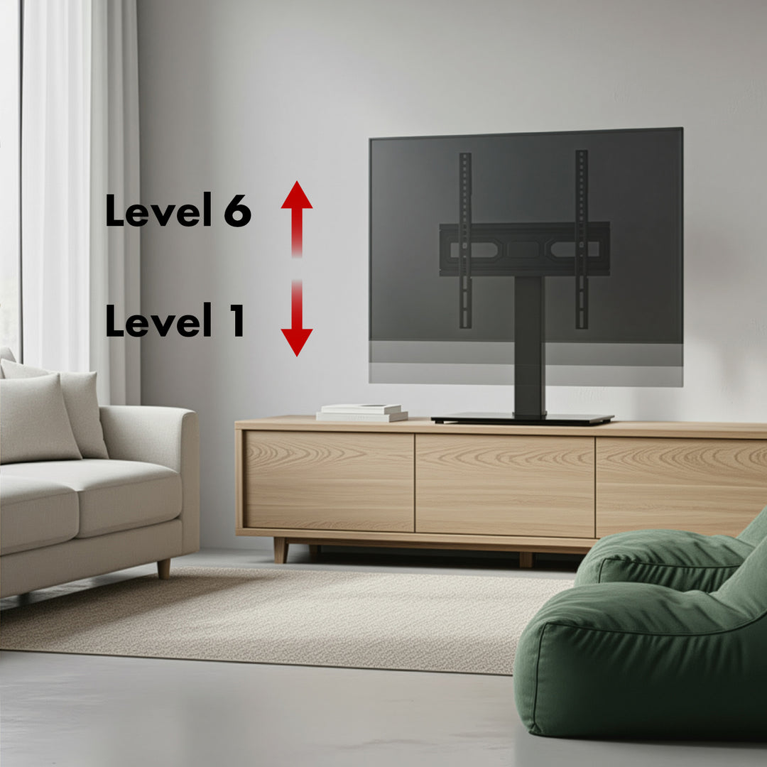 Univerzálny TV stojan Maclean, pre RTV skrinku, stojan, max. 40 kg, max. VESA 400x400, nastavenie výšky a uhla, pre TV 32-65", MC-1240