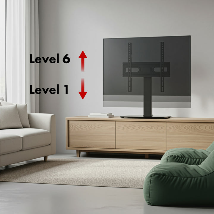 Univerzálny TV stojan Maclean, pre RTV skrinku, stojan, max. 40 kg, max. VESA 400x400, nastavenie výšky a uhla, pre TV 32-65", MC-1240