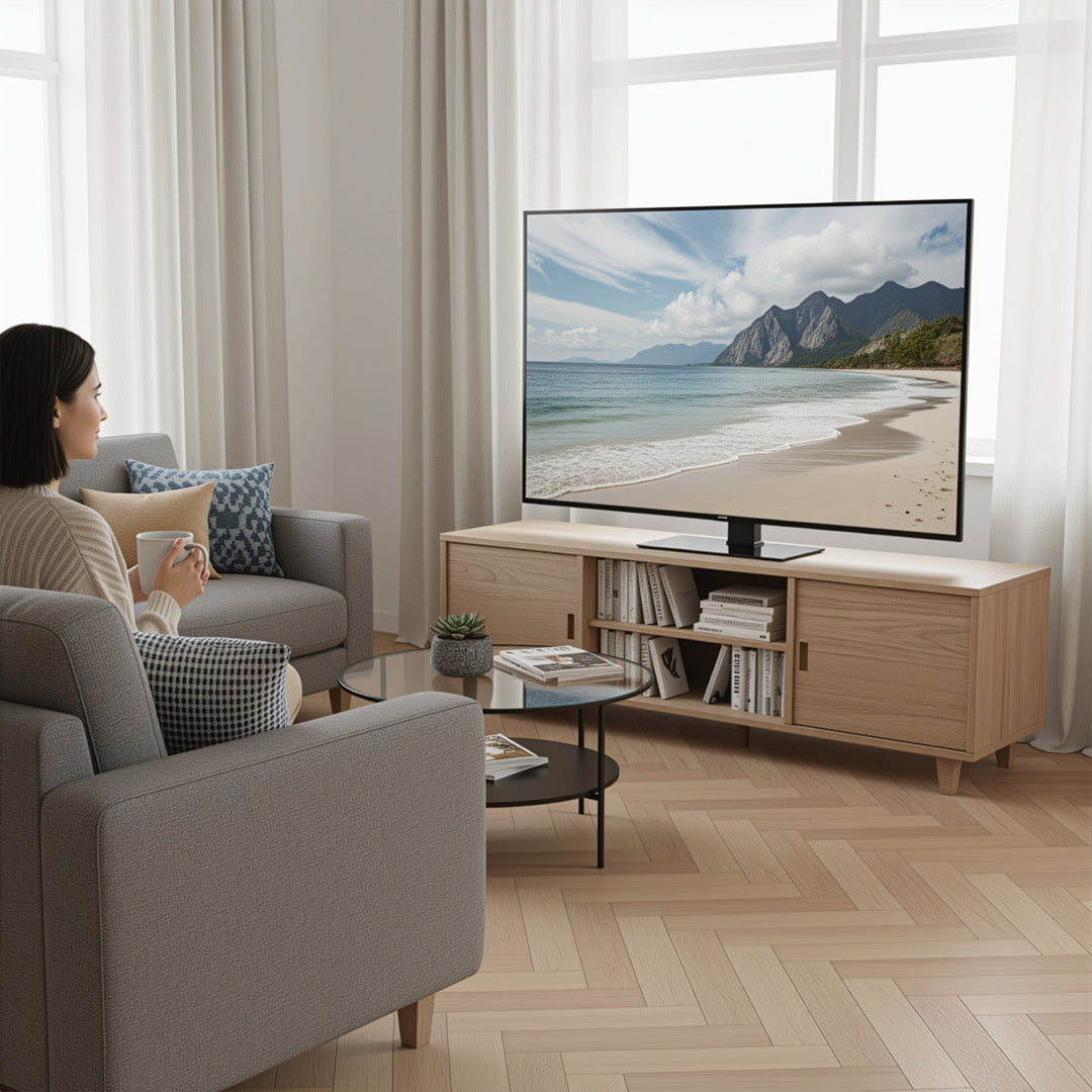 Univerzálny TV stojan Maclean, pre RTV skrinku, stojan, max. 40 kg, max. VESA 400x400, nastavenie výšky a uhla, pre TV 32-65", MC-1240