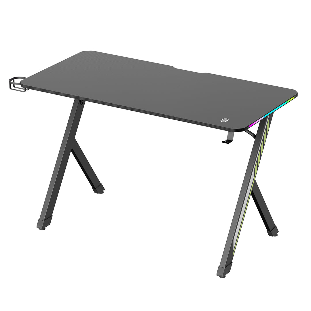 Herný stôl NanoRS, čierny, s držiakom na slúchadlá a poháre, podsvietenie RGB, max. 75 kg, rozmery 1200x600x750 mm, RS102