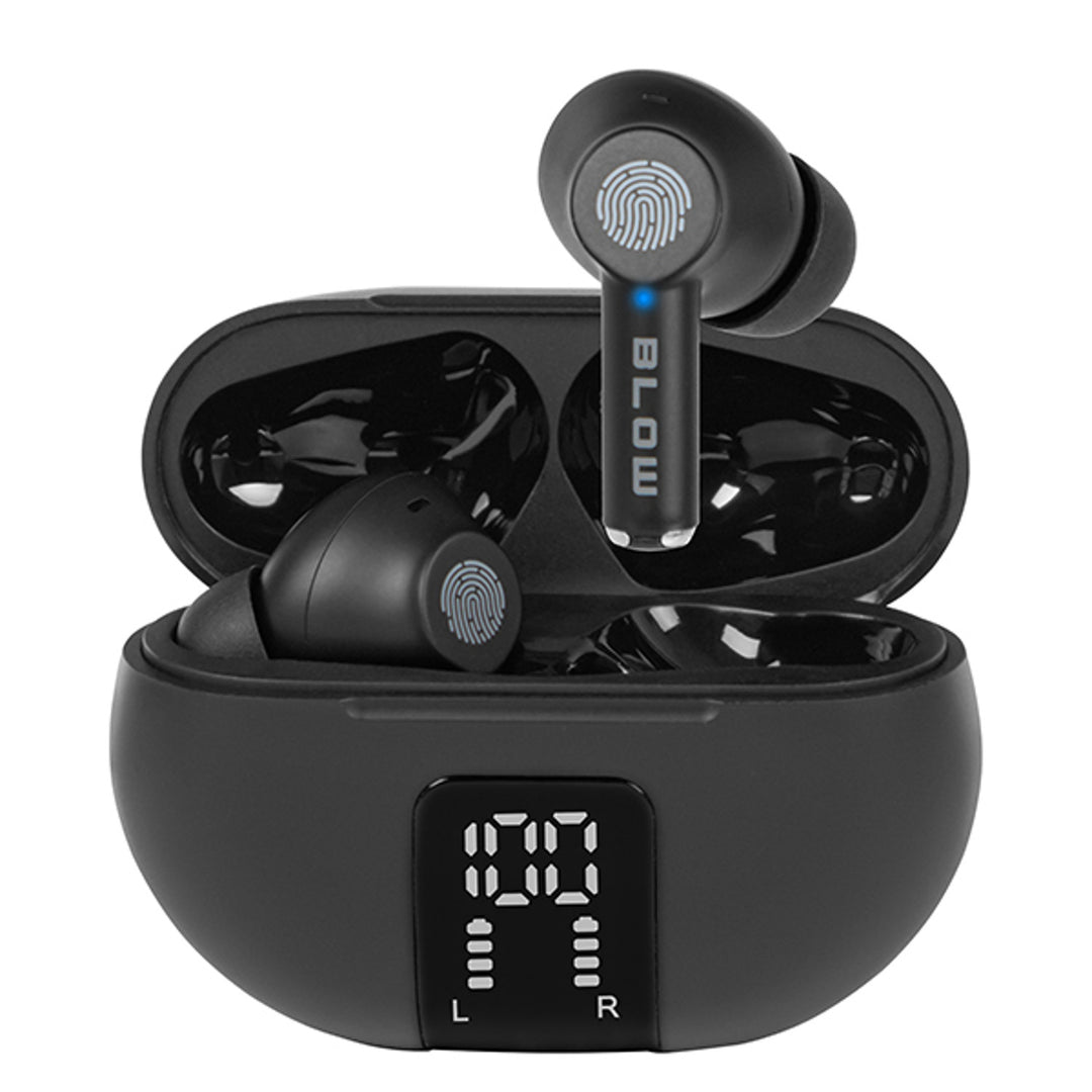 Bezdrôtové slúchadlá BLOW, Bluetooth 5.3, LED displej, systém ENC, PRO ENC BLACK