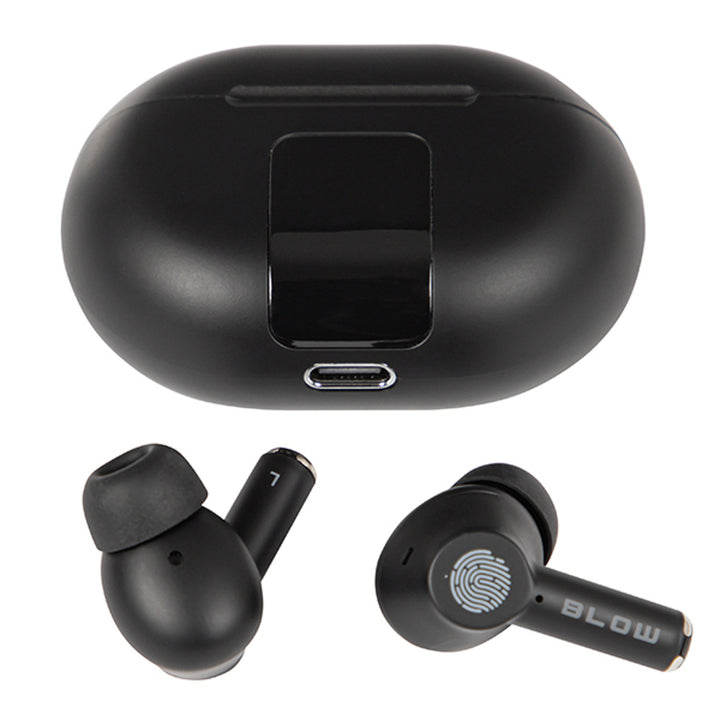 Bezdrôtové slúchadlá BLOW, Bluetooth 5.3, LED displej, systém ENC, PRO ENC BLACK