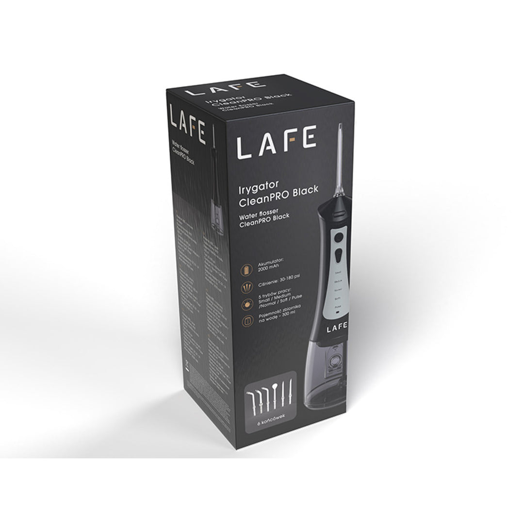 Zubný irigátor LAFE, 5 režimov, 6 špičiek, čierny, CleanPRO