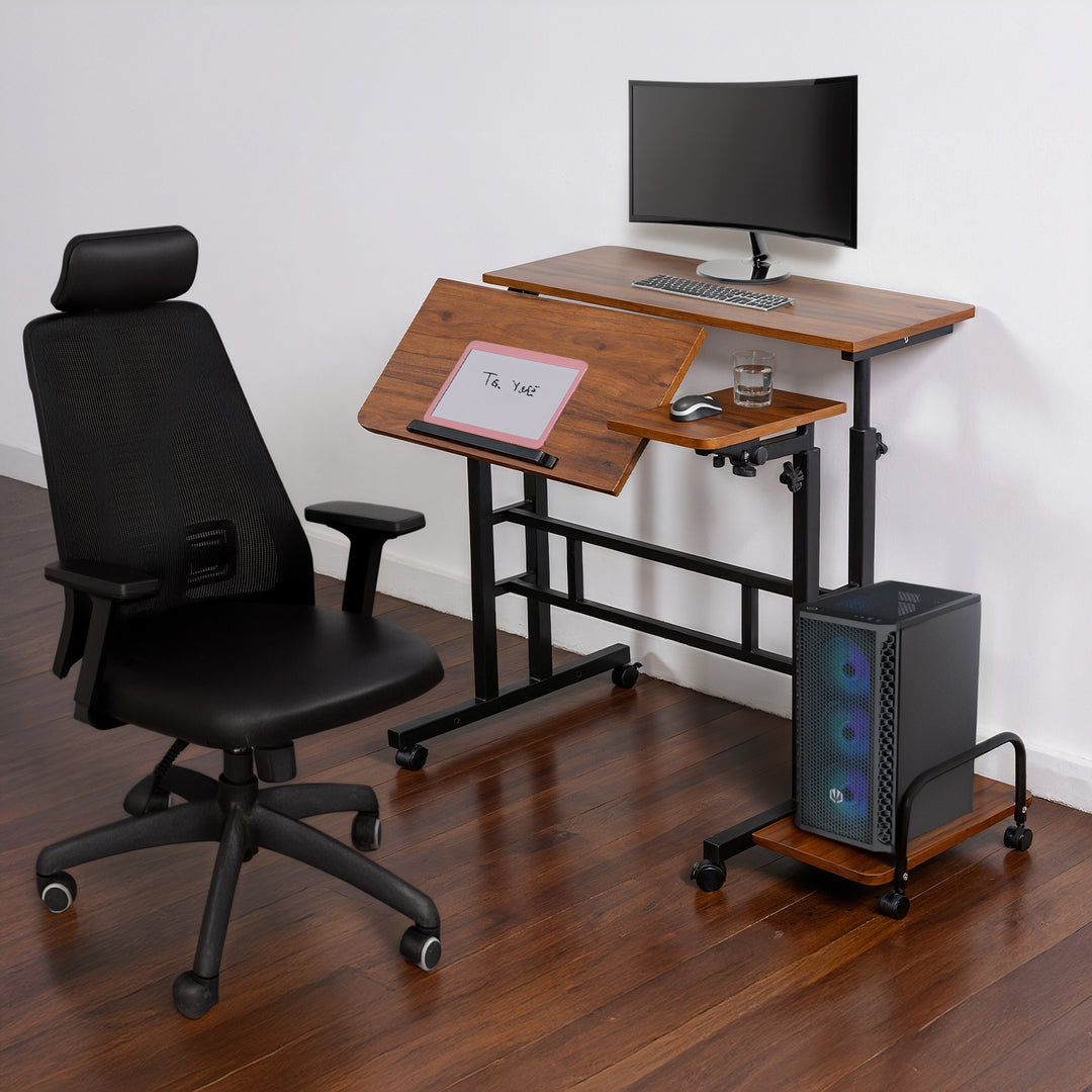 Maclean mobilný stôl na notebook, čierny, vrchná doska 80x60 cm, max. 50 kg, nastaviteľná výška 67-115 cm, MC-124 B