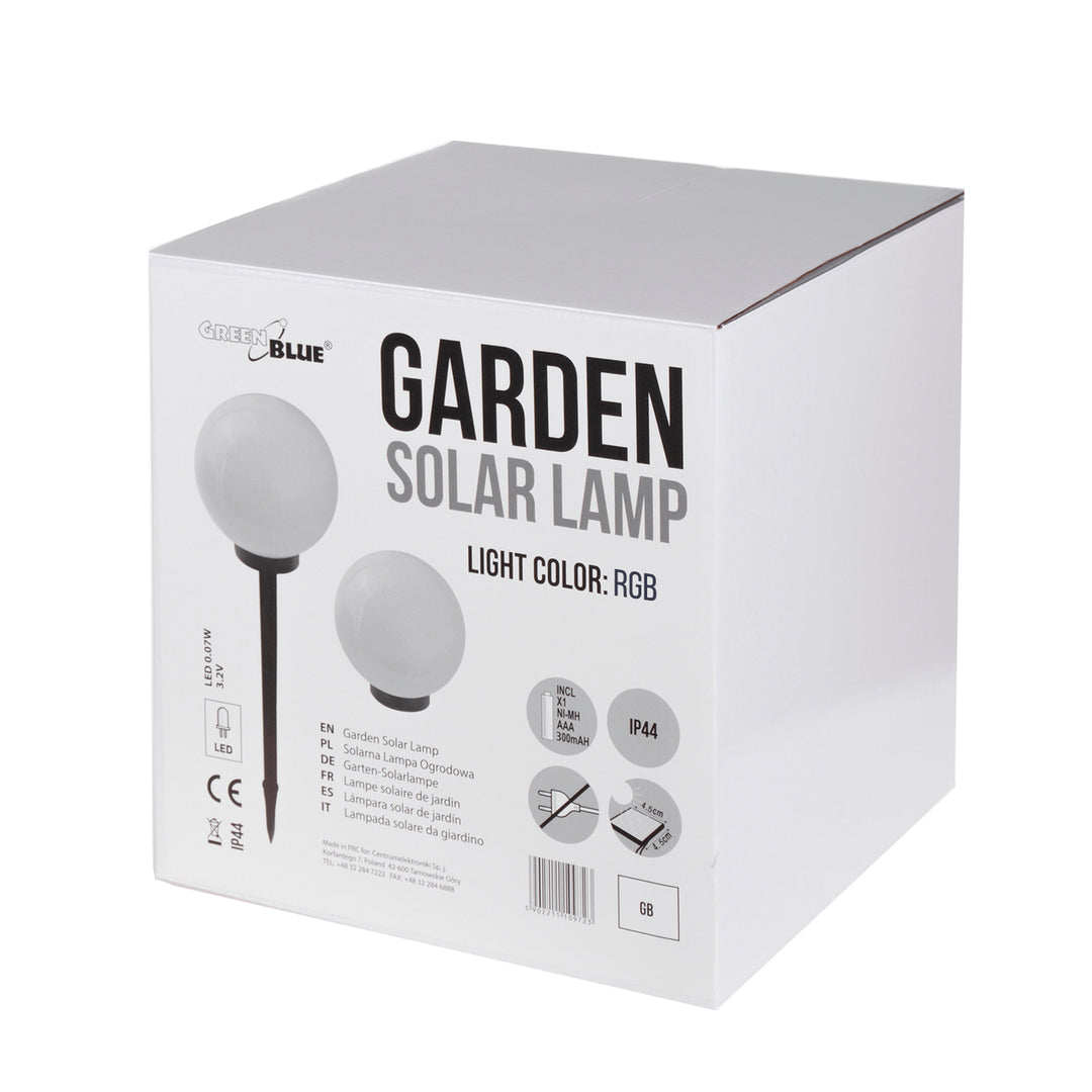 Solárna voľne stojaca záhradná lampa GB167 - guľa 30x30x63cm, farebná LED, 4 kusy
